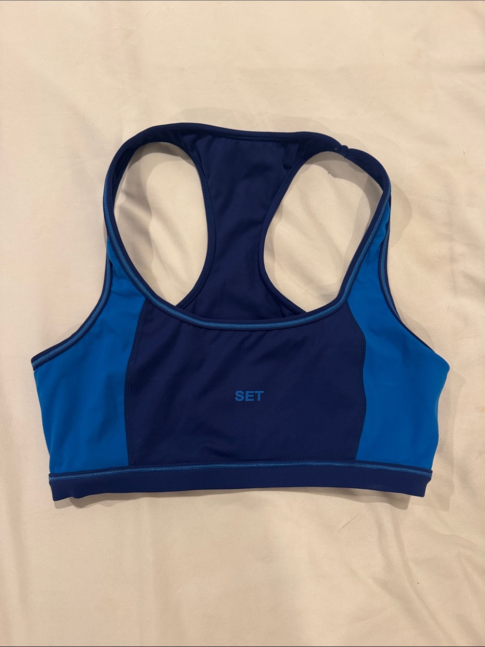 SET active Women's Colorblock Racerback Sports Bra in Navy & Blue Sportbody